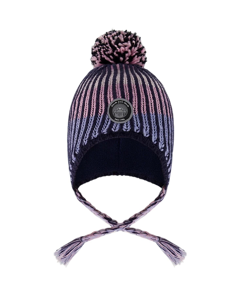 Deux Par Deux Girls' Lined Peruvian Knit Pompom Hat - Baby, Little Kid, Big Kid In Multi