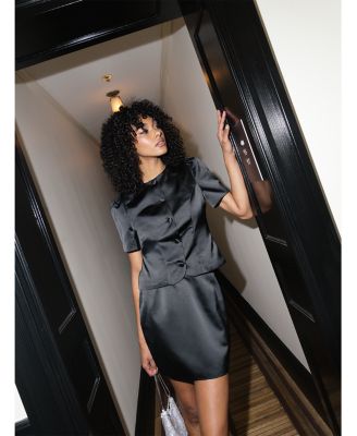 Jaxon Satin Puff Sleeve Top