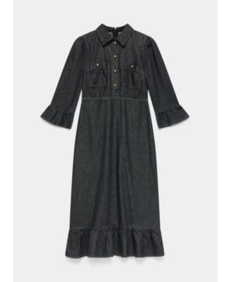 Women's Denim Midi Shirt Dress
