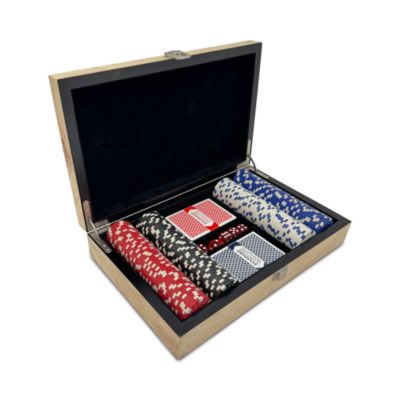 Natural Tan Burlwood 200 Chip Poker Set