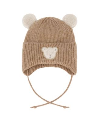 Deux par Deux Unisex Lined Winter Knit Hat with Ear Flaps - Baby
