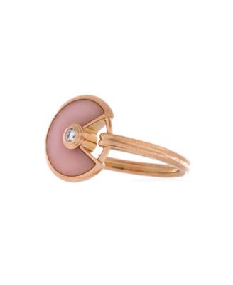  Amulette De Cartier Ring 18K Rose Gold with Diamond and Pink Opal