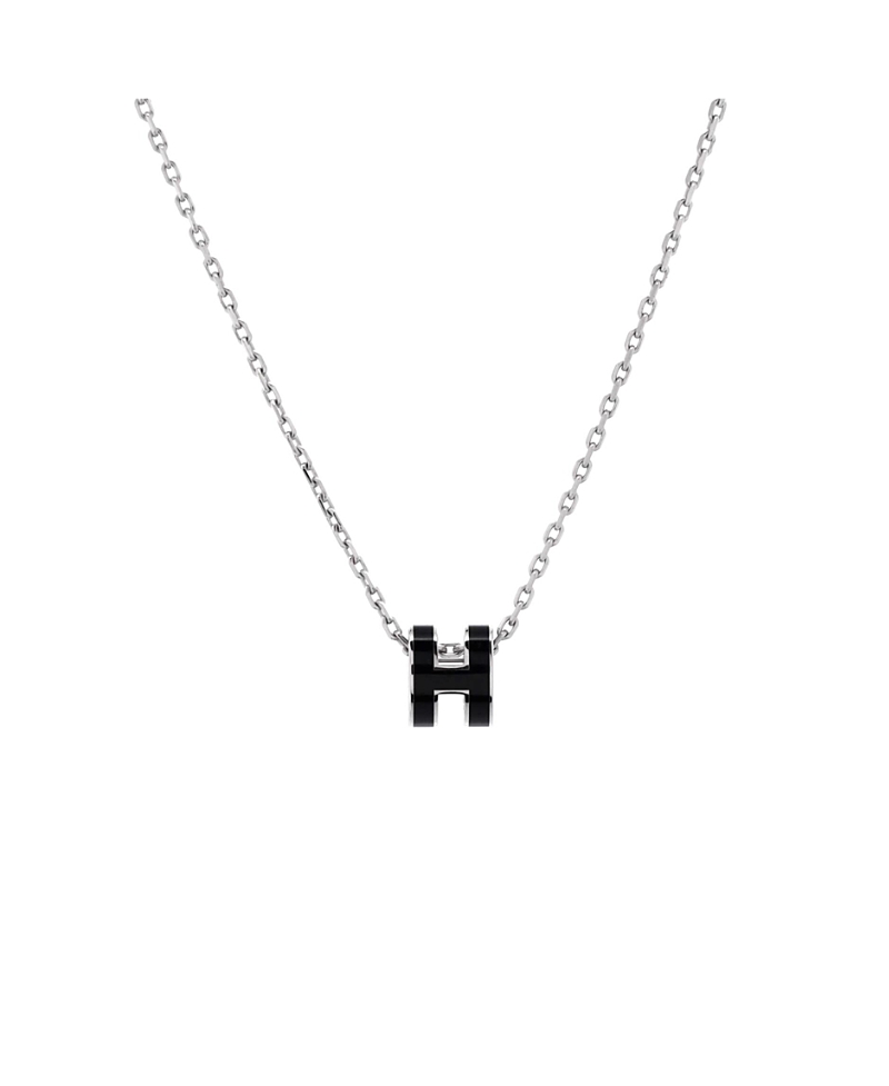 Pre-owned Pre-owned Hermes Hermes Mini Pop H Pendant Chain Necklace Metal And Enamel, 16" In Silver