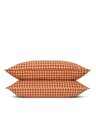 Colour Drenched Gingham Linen Blend Pillowcase Pair