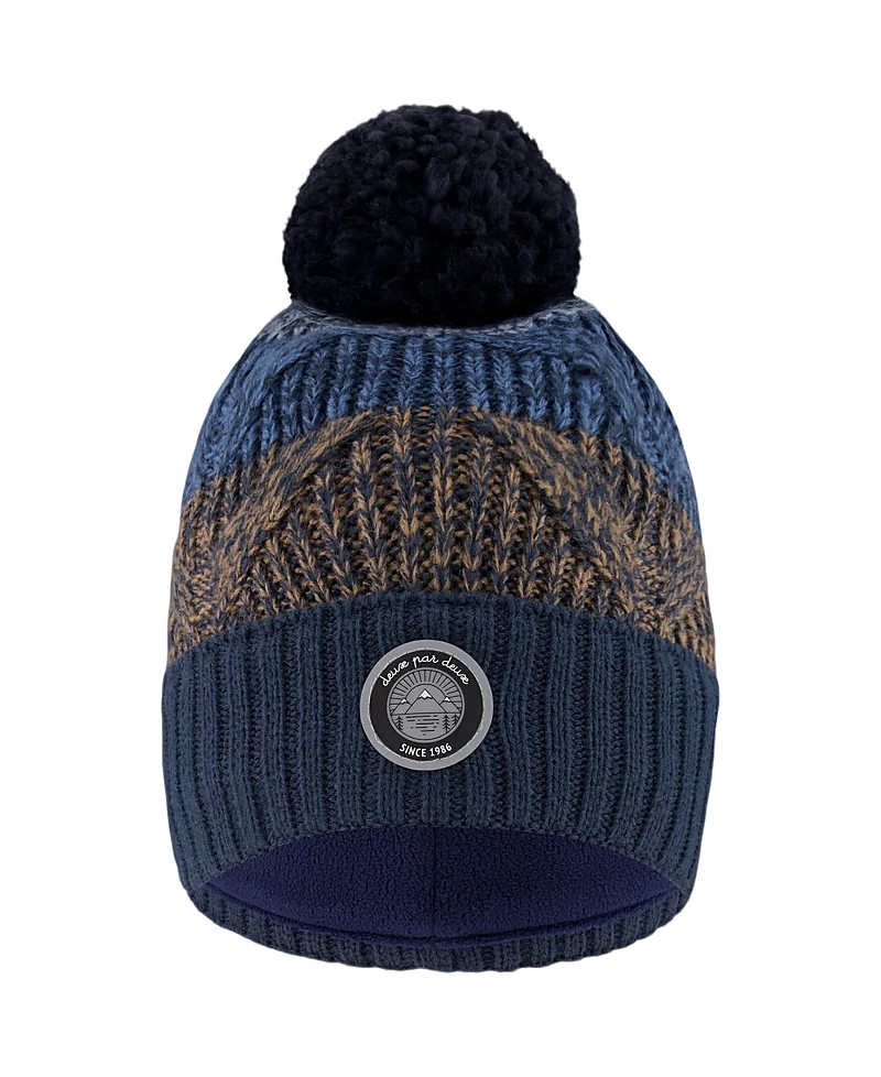 Deux Par Deux Boys' Lined Knit Pompom Hat - Little Kid, Big Kid In Multi