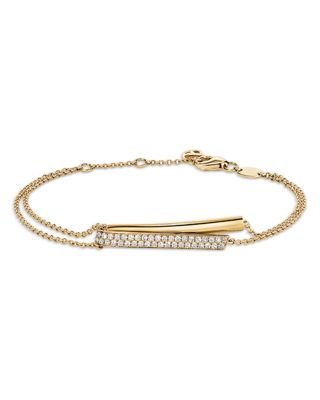 18K Yellow Gold Inside Out Diamond Flip Double Strand Chain Bracelet