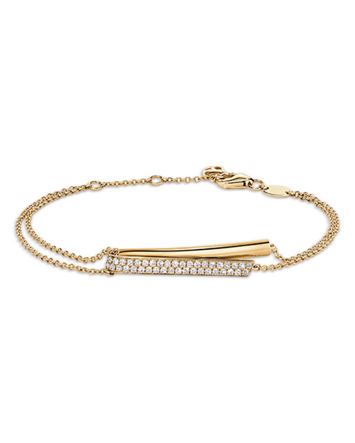 18K Yellow Gold Inside/Out Diamond Flip Double Strand Chain Bracelet