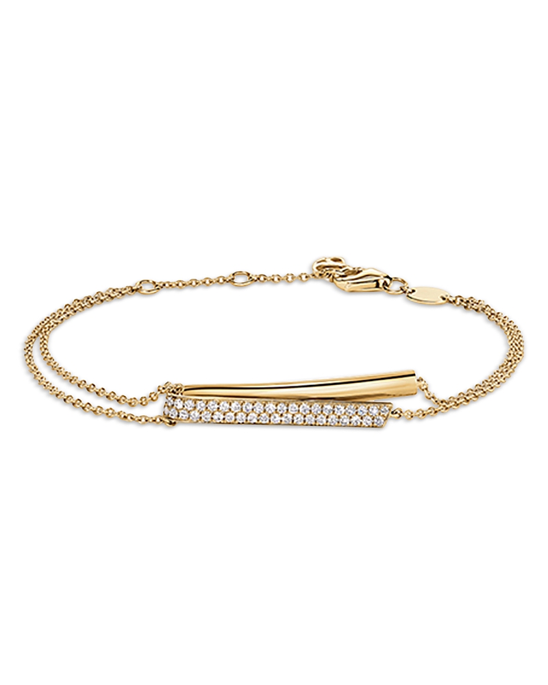 Hearts On Fire 18K Yellow Gold Inside Out Diamond Flip Double Strand Chain Bracelet