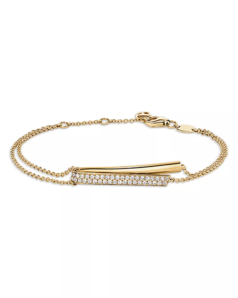 Hearts On Fire 18K Yellow Gold Inside Out Diamond Flip Double Strand Chain Bracelet