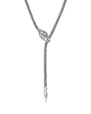 Sterling Silver Naga Blue Sapphire & Diamond Dragon Lariat Necklace, 17"