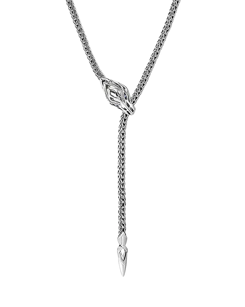 John Hardy Sterling Silver Naga Blue Sapphire & Diamond Dragon Lariat Necklace, 17