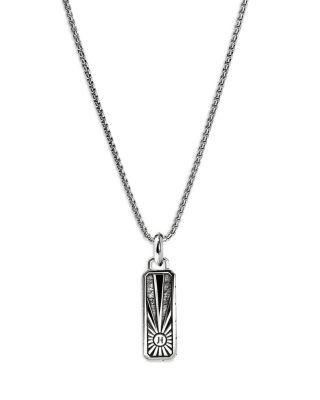 Men's Sterling Silver Modern Talisman Lapis Lazuli Pendant Necklace, 22"