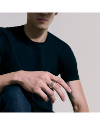 Men&#39;s Sterling Silver &amp; 18K Bonded Yellow Gold Icon Chain Link Band