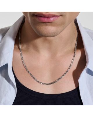 Men's Sterling Silver Chain Curb Link Necklace, 20"