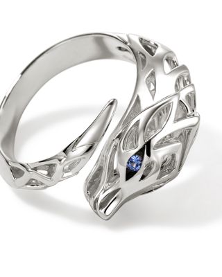 Sterling Silver Naga Blue Sapphire Dragon Bypass Ring