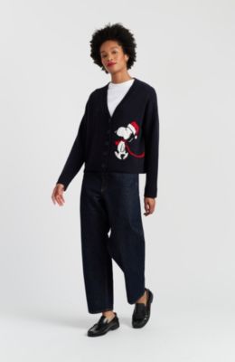 Women's Wool Cashmere Holiday Snoopy Cardigan