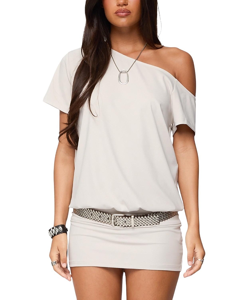 Edikted Dorie Off Shoulder Cut Out Mini Dress In White