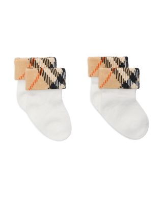 Unisex Check Turn Back Socks Set, Pack of 2 - Baby