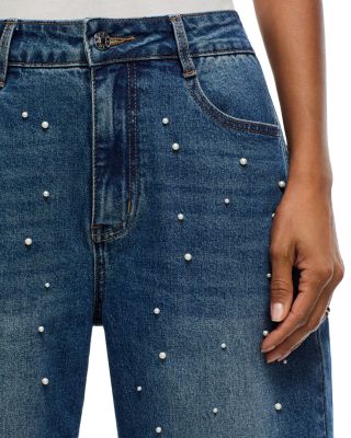 Cobal High Rise Cropped Barrel Jeans in Vintage Medium Blue/Pearl