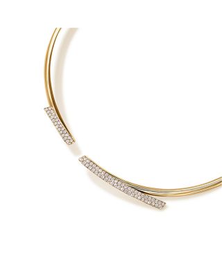 18K Yellow Gold Inside Out Diamond Flip Hinged Choker Necklace, 15.5"
