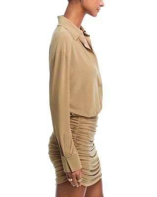 Boyfriend Neck Shirred Skirt Dress