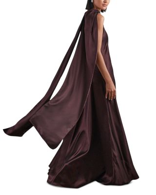 Petite Fae Satin Cape Maxi Dress