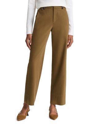Mid Rise Faux Leather Trim Pants