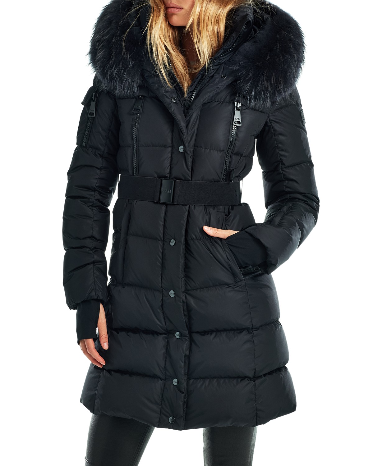 Infinity Down Coat with Shearling Trimmed Hood
