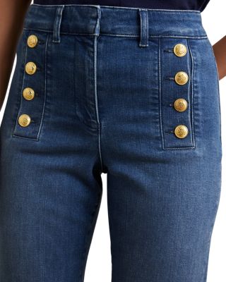 Athena High Rise Flare Jeans in Mid Blue