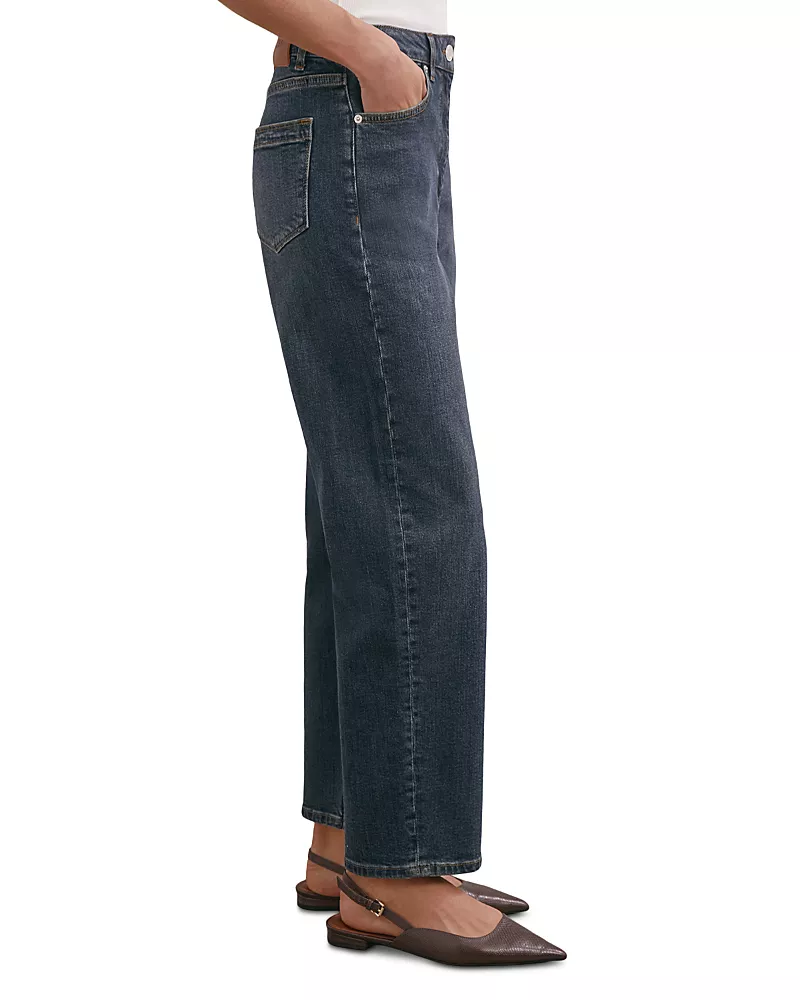 Reiss Selin High Rise Straight Jeans in Antique Mid Blue