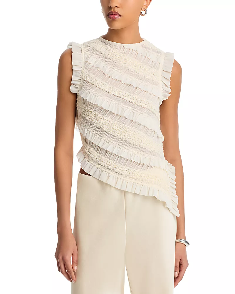 Luvee Ruffled Asymmetrical Hemming Top