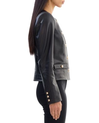Leather Collarless Jacket