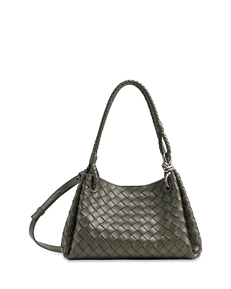 Bottega Veneta Parachute Intrecciato Leather Shoulder Bag In Green