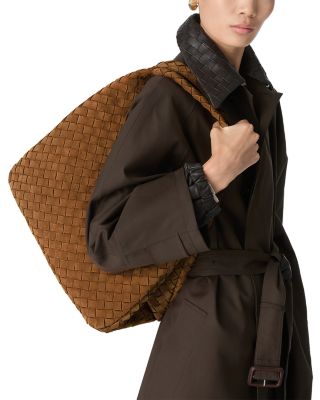 Campana Large Intrecciato Suede Leather Shoulder Bag