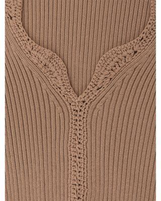 Lara Crochet Stitch V Neck Sweater