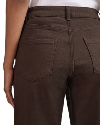 Petite Selin Mid Rise Straight Jeans in Chocolate