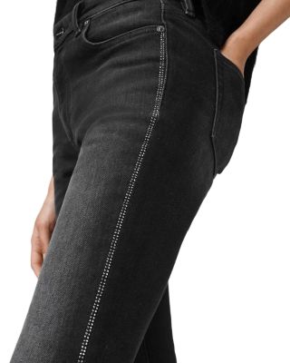 Haldan Crystal Mid Rise Bootcut Jeans in Washed Black