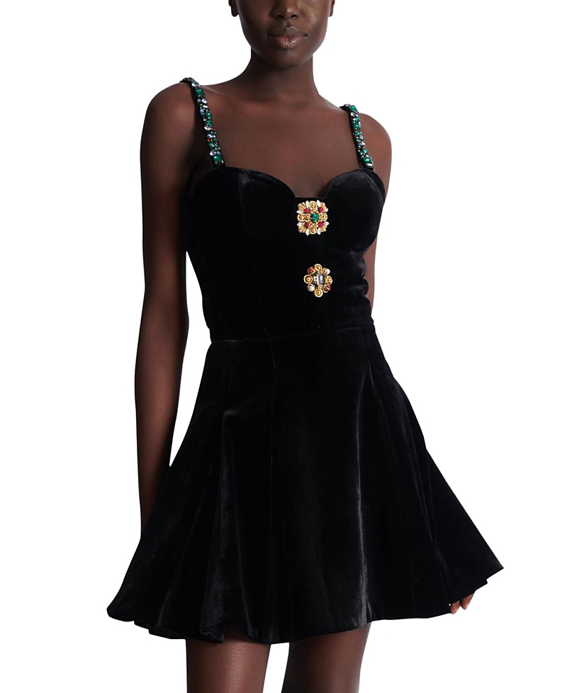 Balmain Embellished Strappy Velvet Dress