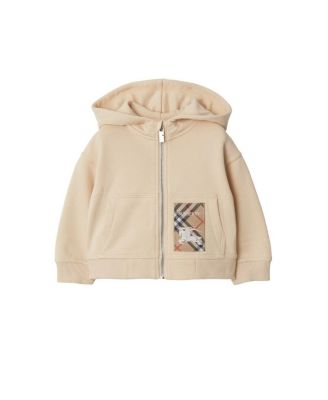 Unisex Check Label Cotton Zip Hoodie - Baby