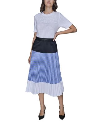 Colorblock Pleated Midi Skirt