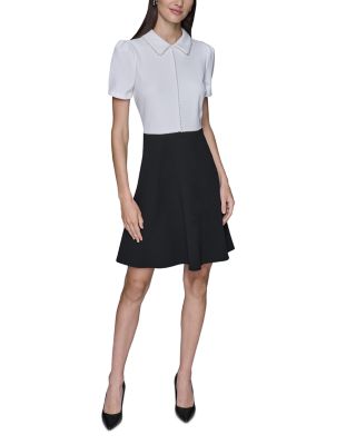 Scuba Crepe Fit &amp; Flare Dress