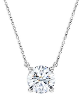 14K White Gold Eternity Certified Lab Grown Diamond Solitaire Pendant Necklace, 15.87-17.87"