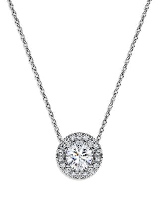 Eternity Certified Lab Grown Diamond Halo Pendant Necklace, 16.12-18.12&amp;quot; 