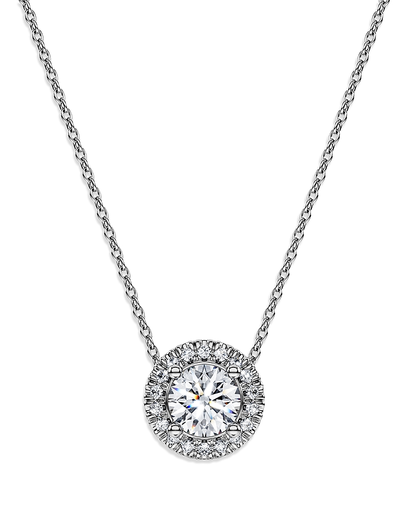 Swarovski Eternity Certified Lab Grown Diamond Halo Pendant Necklace, 16.12-18.12