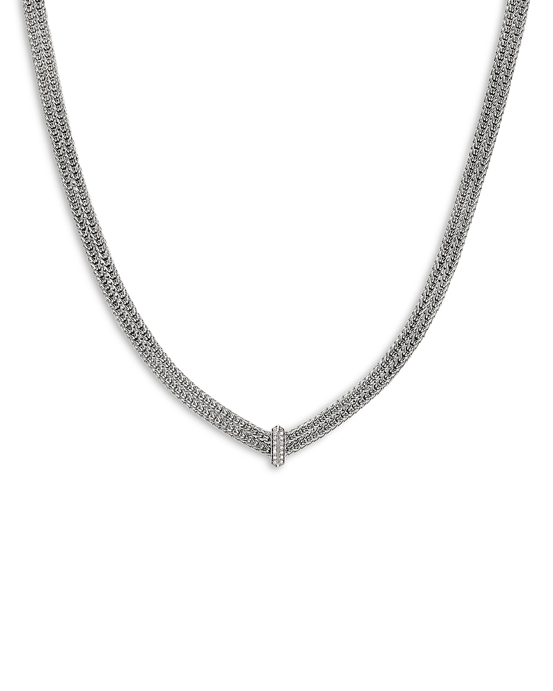 John Hardy Sterling Silver Diamond Icon Link Necklace, 0.21 tcw