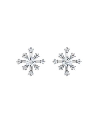 14K White Gold Galaxy Certified Lab Grown Diamond Starburst Cluster Stud Earrings