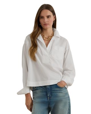 Cotton Broadcloth Cropped Shirt