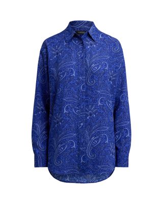 Relaxed Fit Paisley Crepe Shirt