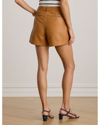 Pleated Leather Shorts