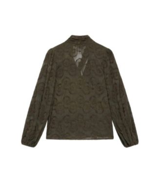 Women's Floral Tie Neck Blouse